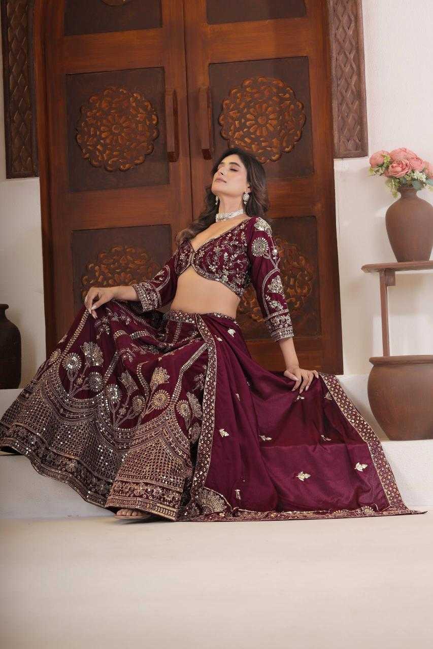 Chinon Silk Designer Sequins Lehenga Outfits